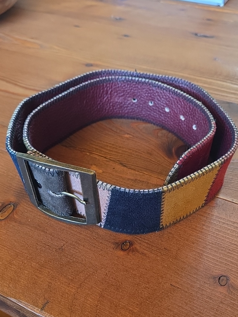 Vintage Patchwork Leather Suede Belt